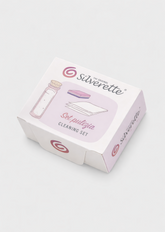 Silverette Cleaning Set box for silver nursing cups, with baking soda, cotton gauze and sponge